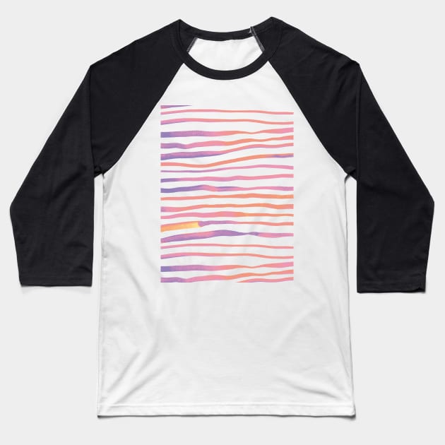 Irregular watercolor lines - pastel pink and ultra violet Baseball T-Shirt by wackapacka